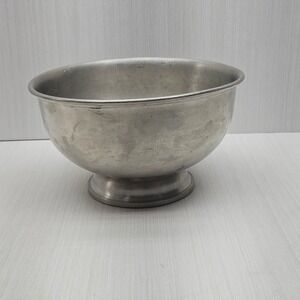Vintage Trinac Quality Pewter Revere Bowl Footed Silver Gray Metalware 901